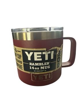 Yeti Rambler 14oz Mug in Red with Stainless Rim